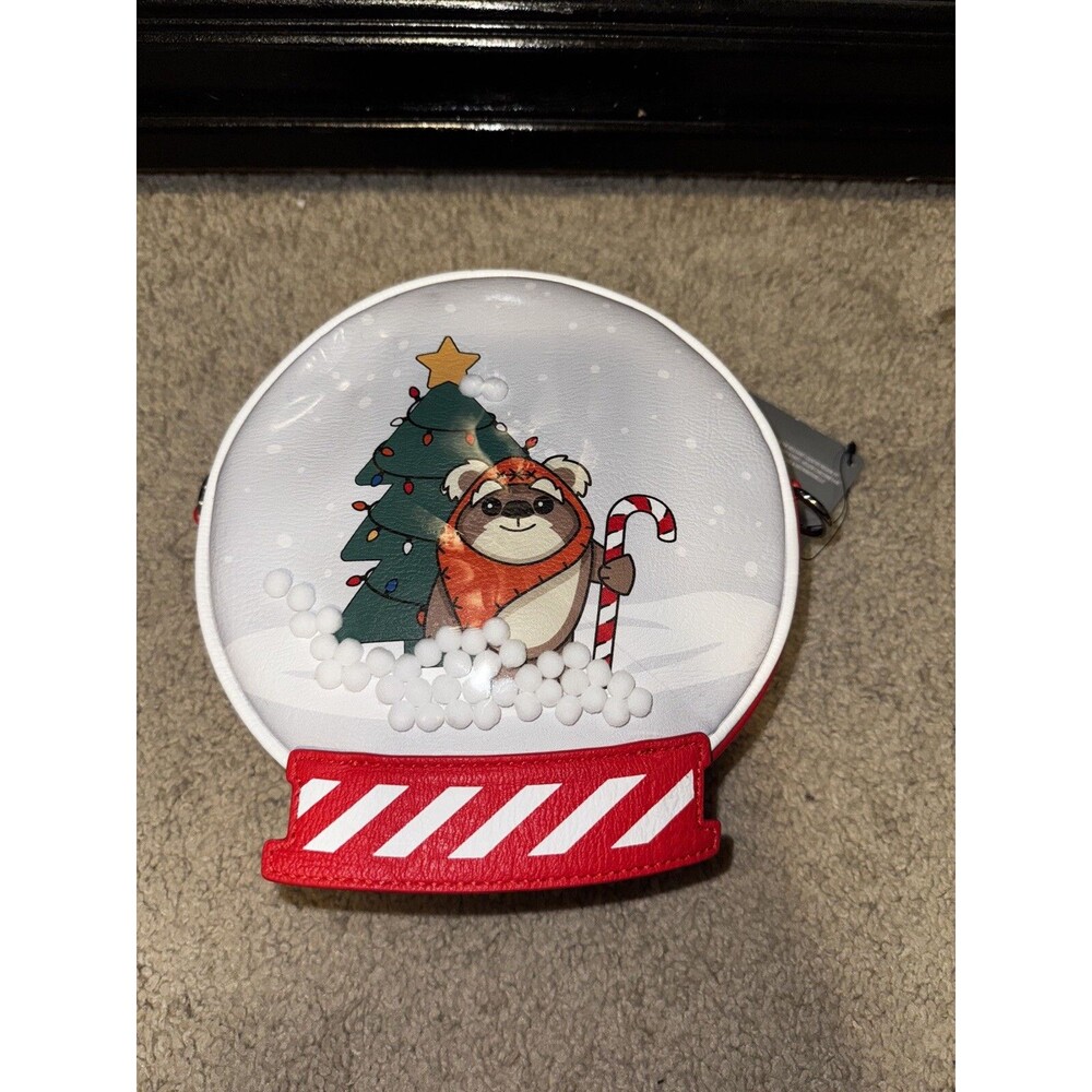 Loungefly Crossbody STAR WARS EWOK Snow Globe Candy Cane Strap Red Holiday